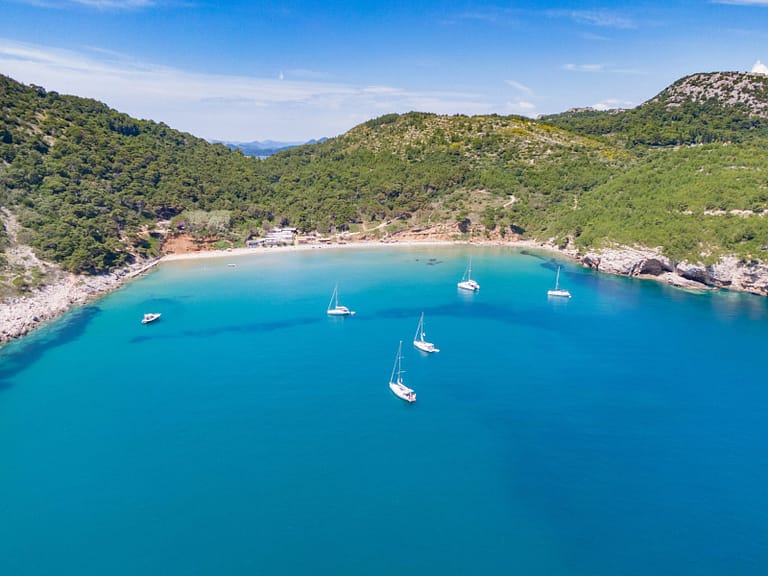 Aerial view of Lopud Sunj, Croatia Aerial view of Lopud Sunj, Croatia